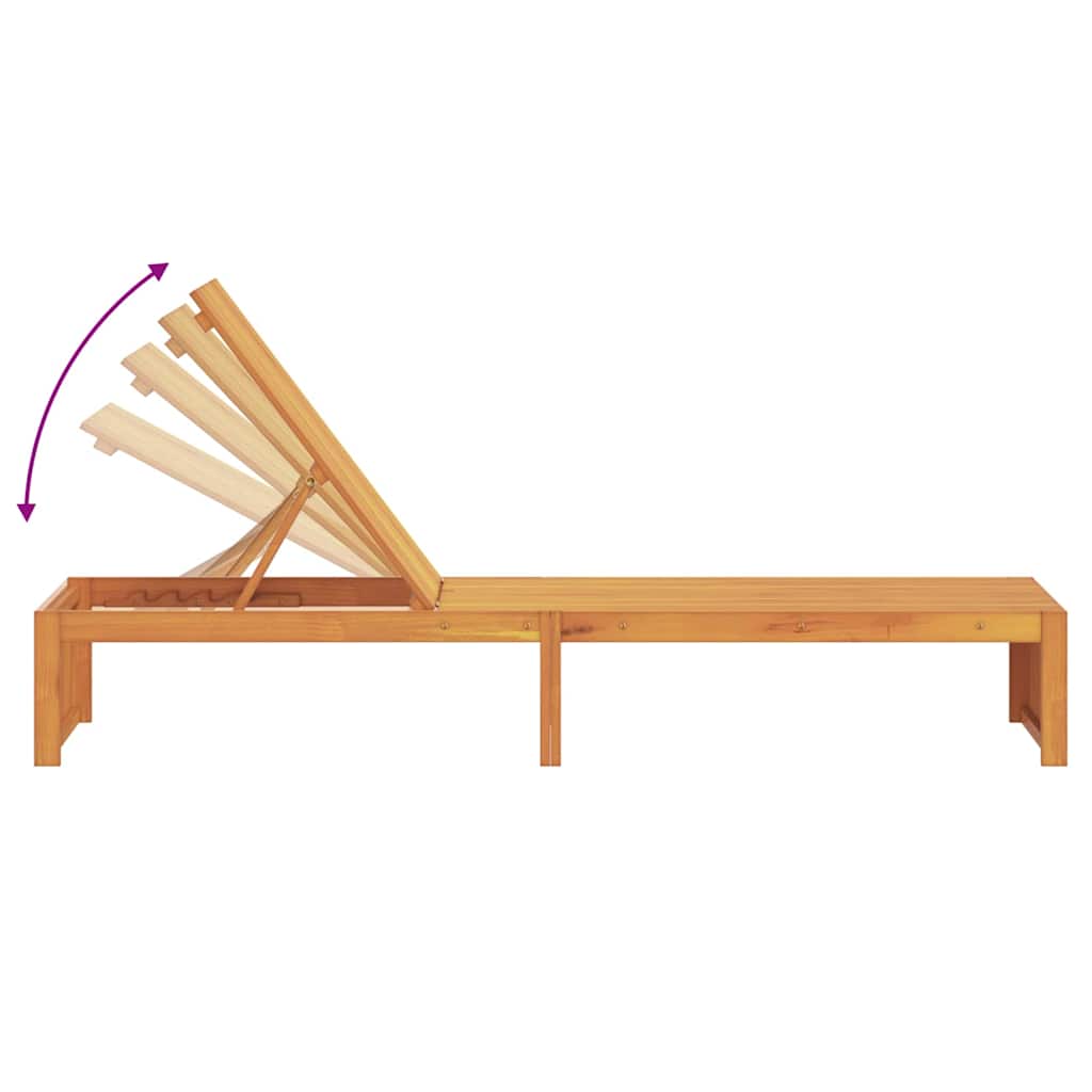 Sun Lounger Reclining Brown 200 x 55 x 94cm Solid Acacia wood